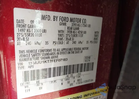 2015 Ford Expedition Limited from USA, damaged, VIN 1FMJU1KT7FEF07183